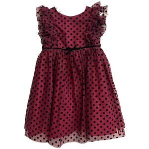 Pastourelle By Pippa & Julie Burgundy Polkadot Dress Size 4T